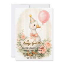 Convite de Aniversário de Um Ano do Silly Goose | 
