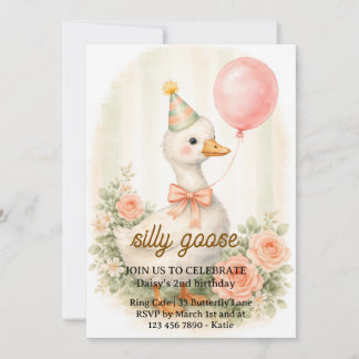 Convite de Aniversário de Um Ano do Silly Goose | 