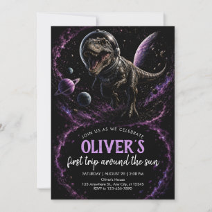 Convite de Aniversário de Um Ano do T-Rex Cósmico