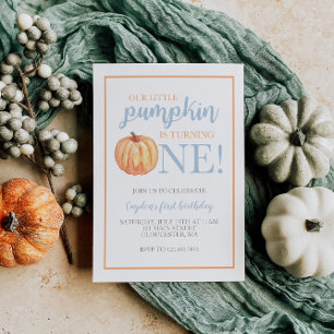 Convite de Aniversário de Um Ano Little Pumpkin Pa