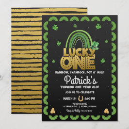 Convite de Aniversário de Um Ano Lucky One Dia de