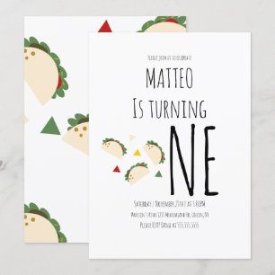 Convite de Aniversário de Um Ano Moderno Taco
