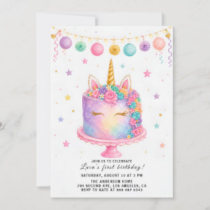 Convite de Aniversário de Um Ano para Meninas com 