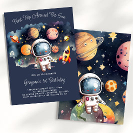 Convite de Aniversário de Um Ano Planetas Espaço A
