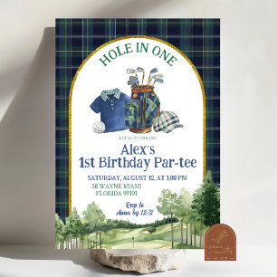 Convite de Aniversário de Um Ano Preppy de Golfe H