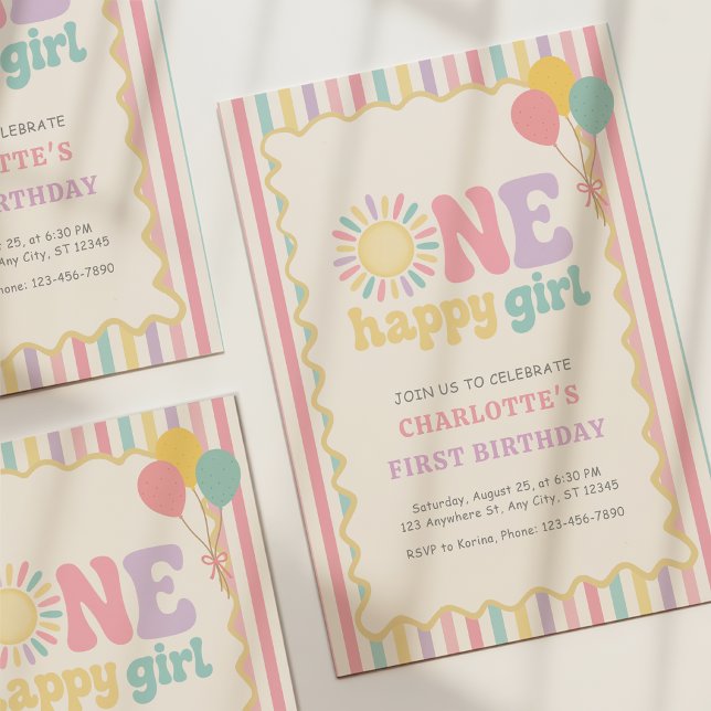 Convite de Aniversário de Um Ano Sunshine para Uma (Criador carregado)