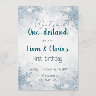 Convite de Aniversário de Um Ano Winter ONE-derlan