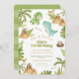 Convite de aniversário de um dinossauro A-Saurus