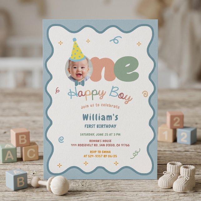 Convite de Aniversário de Um Menino Feliz (Criador carregado)