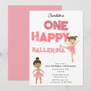 Convite de Aniversário de Uma Bailarina Feliz 1ª M