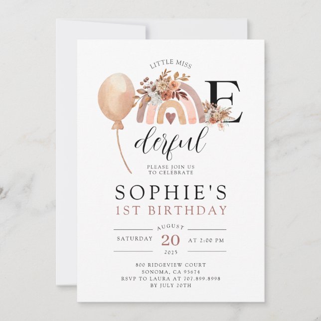 Convite de Aniversário de Uma Maravilhosa Rainbow  (Frente)