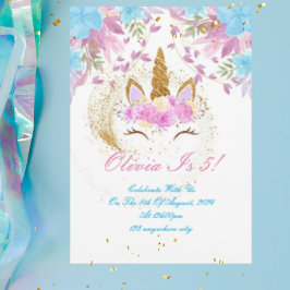 convite de aniversário de uma menina unicorn