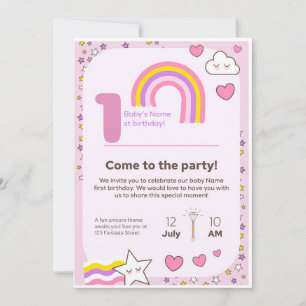 convite de aniversário de unicórnio