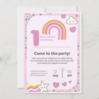 convite de aniversário de unicórnio
