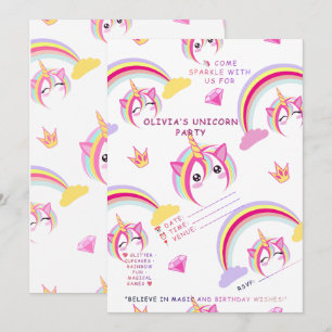 Convite de Aniversário de Unicórnio – Desenho Mági