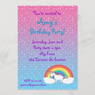 Convite de aniversário de unicórnio estrela