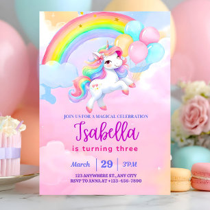 Convite de Aniversário de Unicórnio, Magia Arco-ír