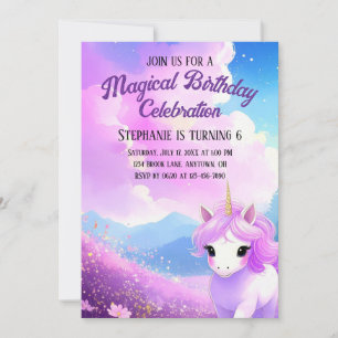 Convite de Aniversário de Unicórnio Mágico