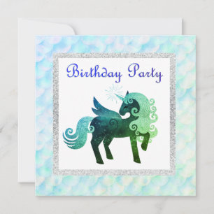 Convite de aniversário de unicórnio Mermaid Verde