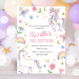 Convite de Aniversário de Unicórnio para Meninas  