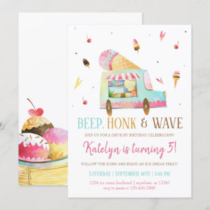Convite de Aniversário de Unidade por Sorvete