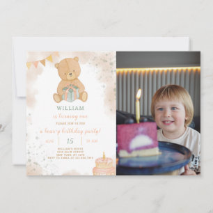 Convite De Aniversário De Ursinho Bonito Com Foto