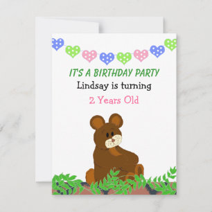 Convite de Aniversário de Urso de Pelúcia
