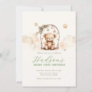 Convite de Aniversário de Urso de Pelúcia