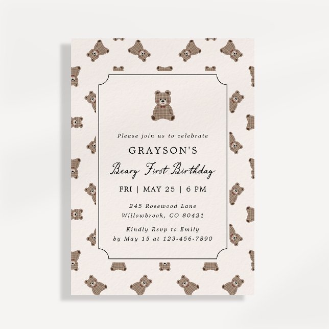 Convite de Aniversário de Urso de Pelúcia de Conto (Criador carregado)
