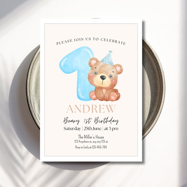 Convite de Aniversário de Urso de Pelúcia, Urso Mi (Criador carregado)