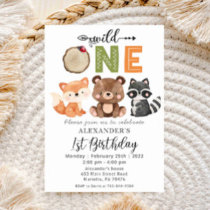 Convite de aniversário de Urso Único Selvagem
