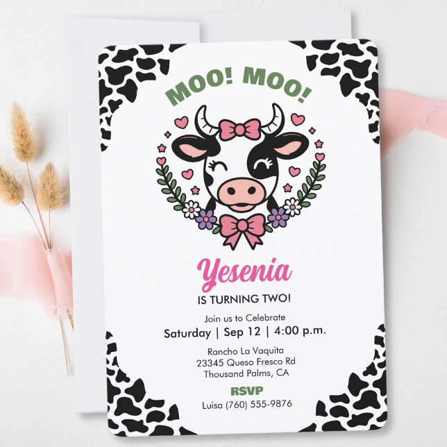 Convite de Aniversário de Vaca Fazenda Animais Men (Criador carregado)