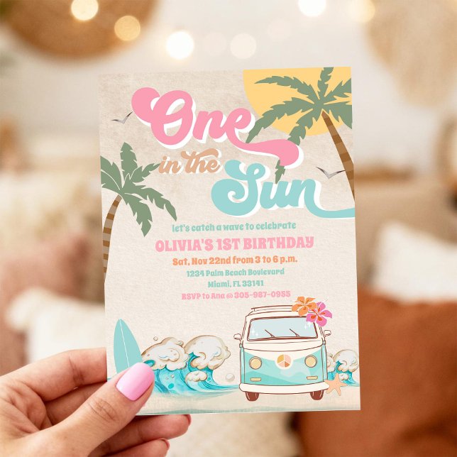 Convite de Aniversário de Van de Surf da Praia (Criador carregado)