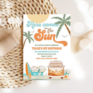 Convite de Aniversário de Van de Surf na Praia