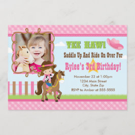 Convite de aniversário de vaquinha Brunette de car