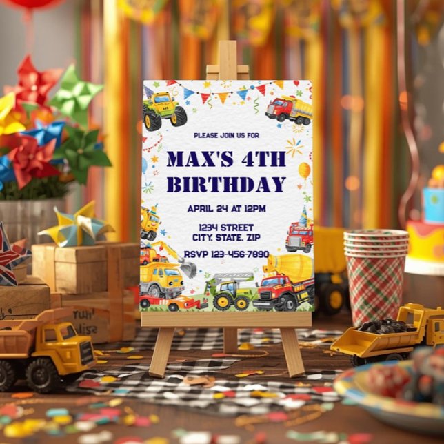 Convite de Aniversário de Veículo Aquarela Carros  (Criador carregado)