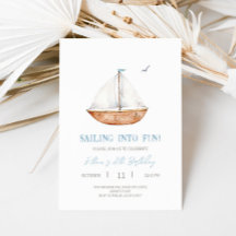Convite de aniversário de veleiro russo charmoso