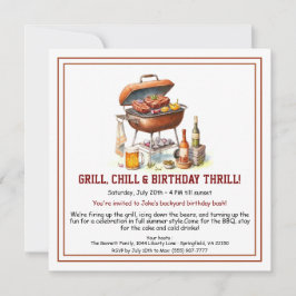 Convite de Aniversário de Verão com Churrasco e Ce