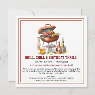 Convite de Aniversário de Verão com Churrasco e Ce
