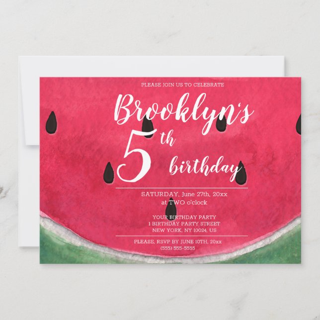 Convite de aniversário De Verão Com Melancia (Frente)