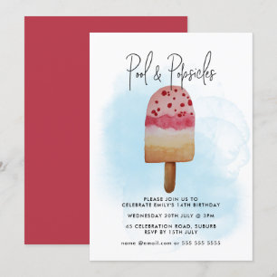 Convite de Aniversário de Verão com Piscina e Pico