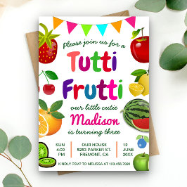 Convite de aniversário de Verão de Cute Tutti Frut