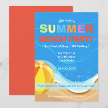 Convite de Aniversário de Verão na Praia