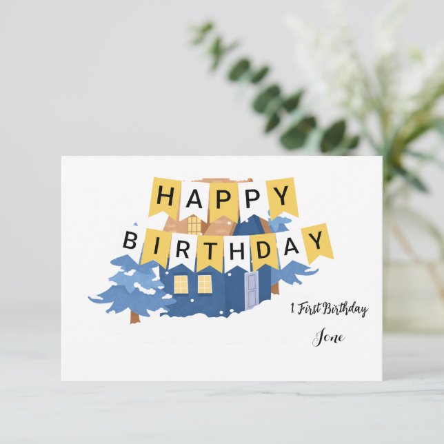 Convite de Aniversário de Verdura Rústica para Ele (Em pé/Frente)