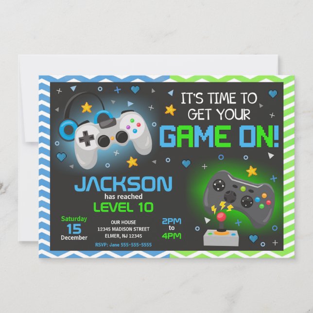 Convite de Aniversário de Video Game | Festa de Ga (Frente)