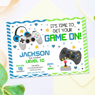 Convite de Aniversário de Video Game Festa de Ga