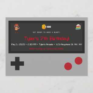 Convite de aniversário de videogame