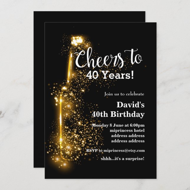 Convite de aniversário de vinho, aplausos para qua (Frente/Verso)