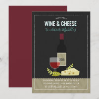 Convite de aniversário de vinho e queijo