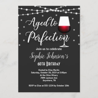 Convite de Aniversário de Vinho Idoso para Perfeiç